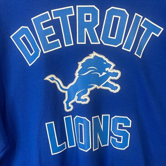 NFL Team Apparel Detroit Lions Long Sleeve Crewneck Shirt Blue Cotton Size XL - Picture 3 of 10